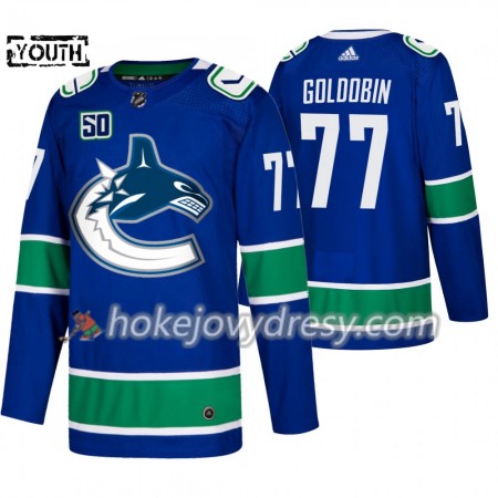 Dětské Hokejový Dres Vancouver Canucks Nikolay Goldobin 77 50th Anniversary Adidas 2019-2020 Modrý Authentic